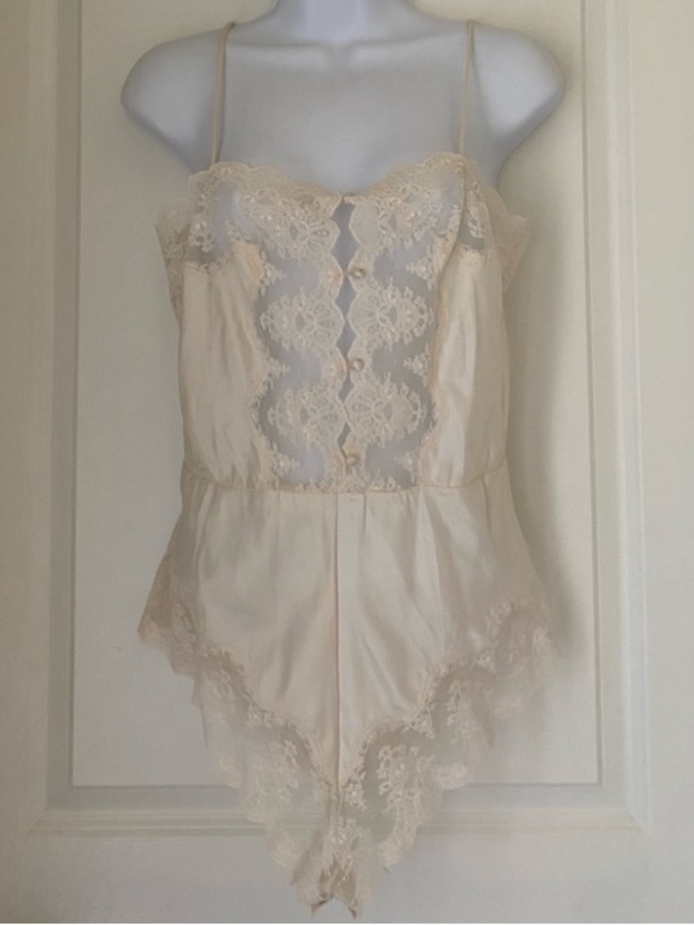 Barbizon Vtge Teddy Bodysuit Satin Lace Coquette Cottagecore Romantic Honeymoon